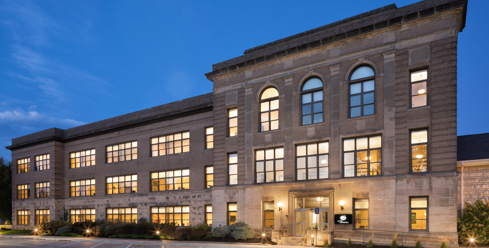 a building with many windows
