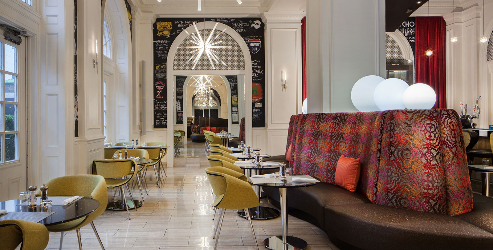 a restaurant with tables and chairs
