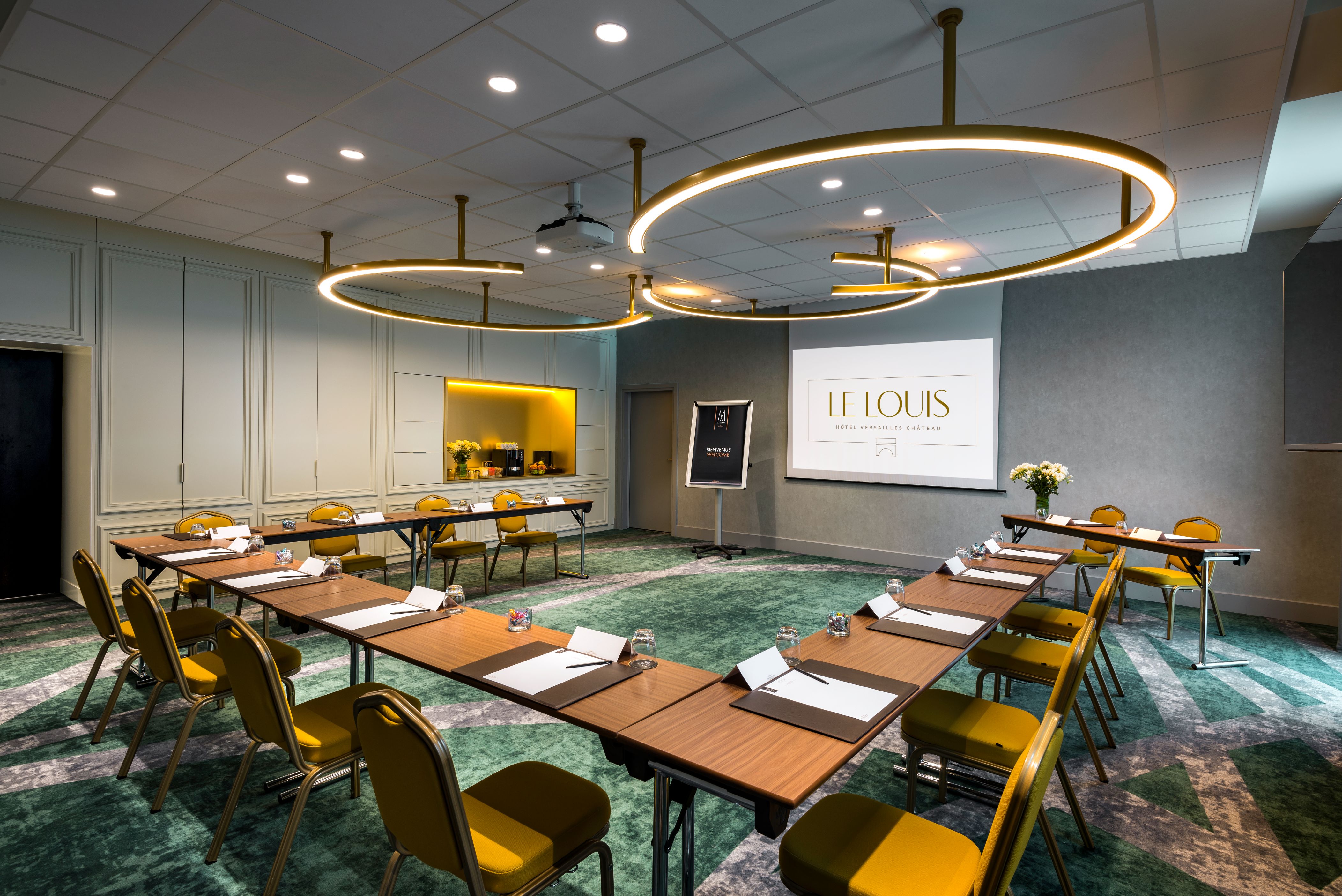 a room with tables and chairs