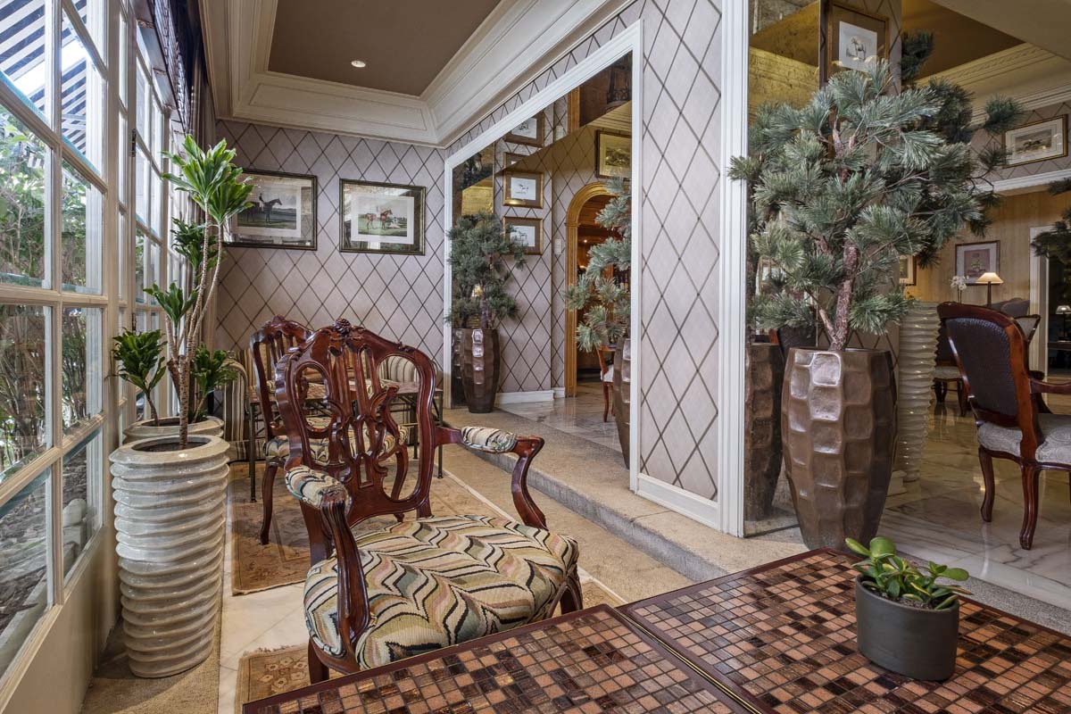 a room with a chair and a table