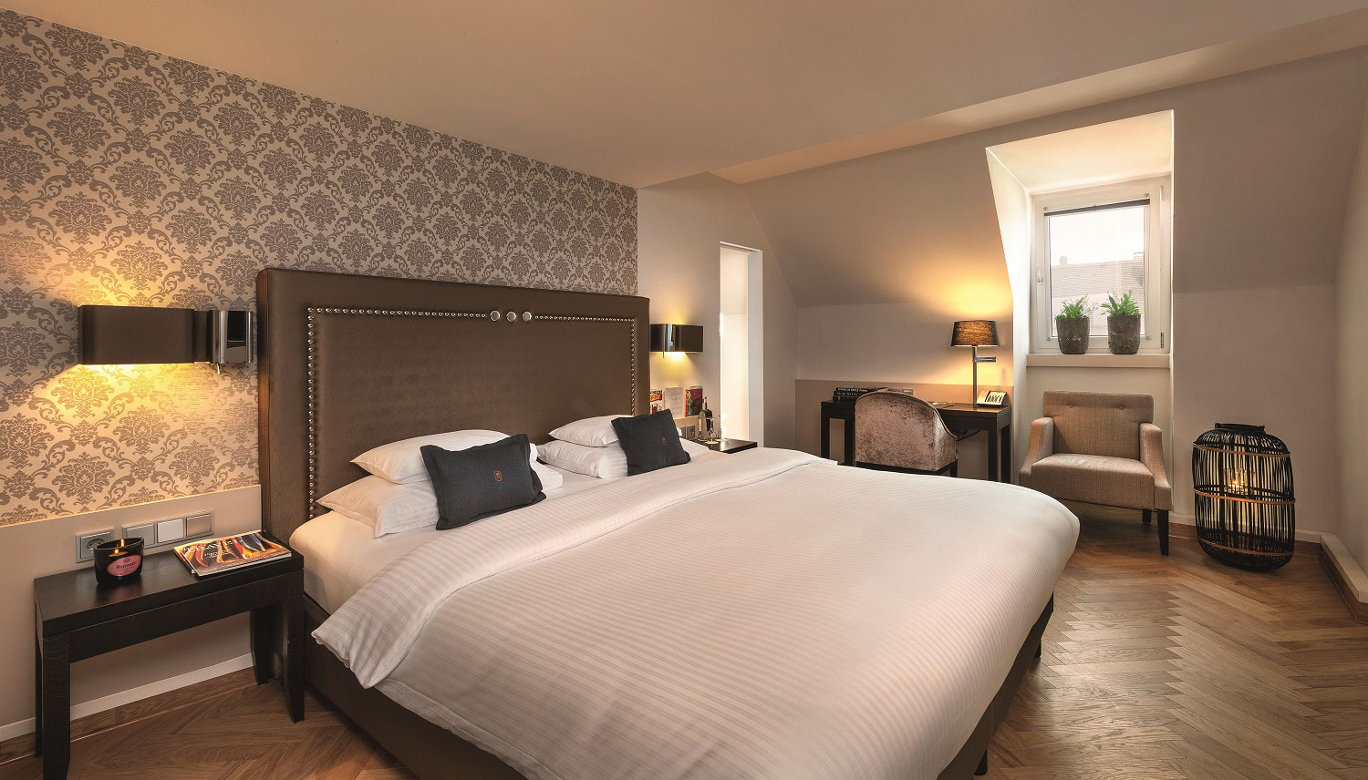 a large bed in a room