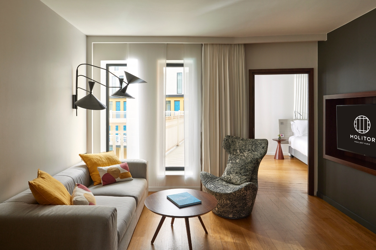 a living room with a couch and a table