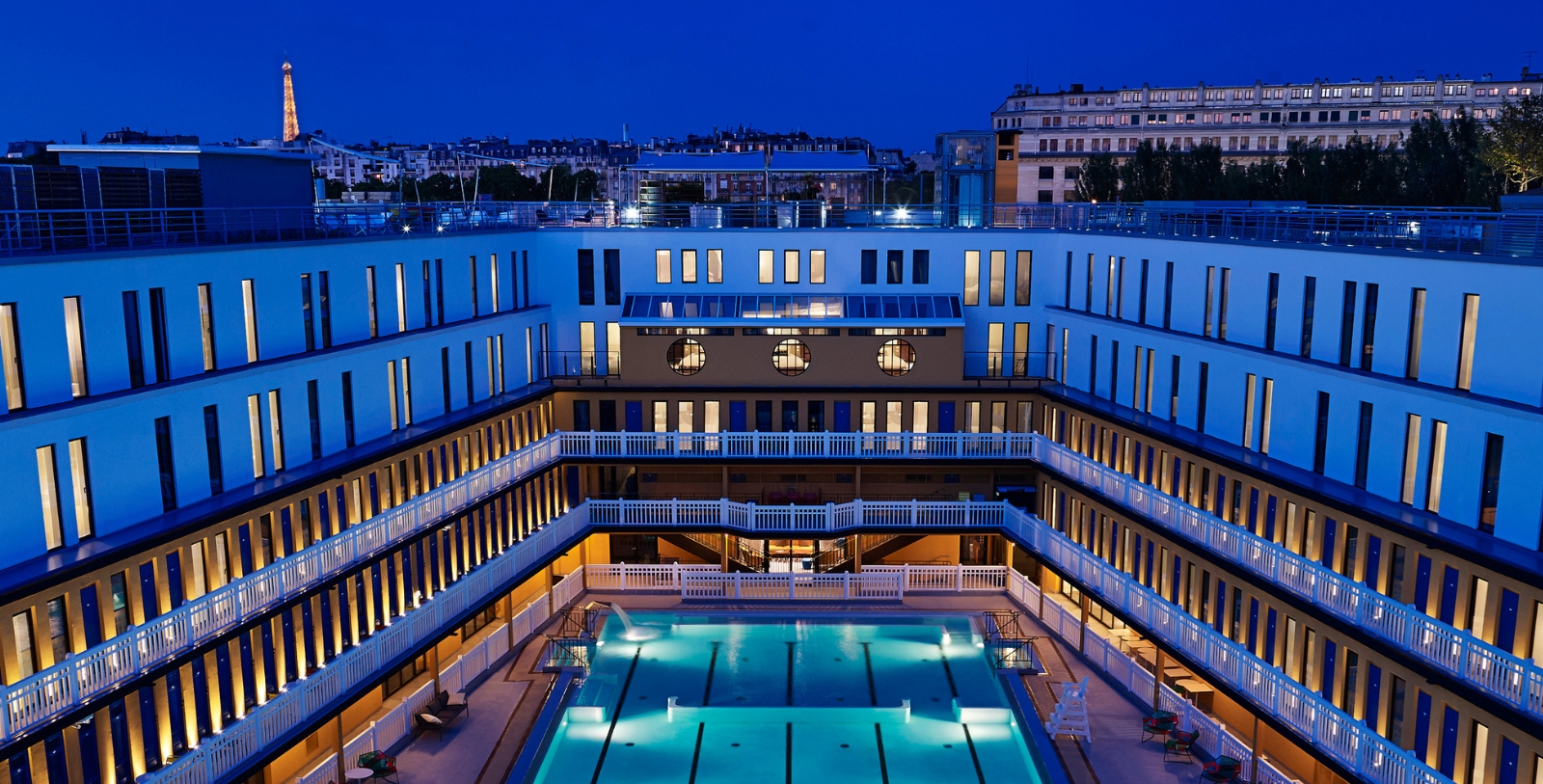 a pool in a building