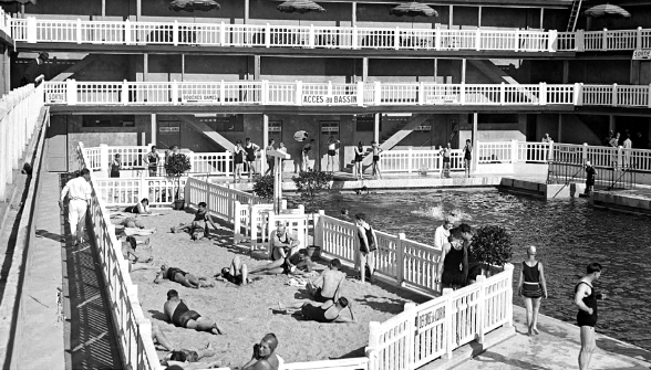 a group of people on a beach