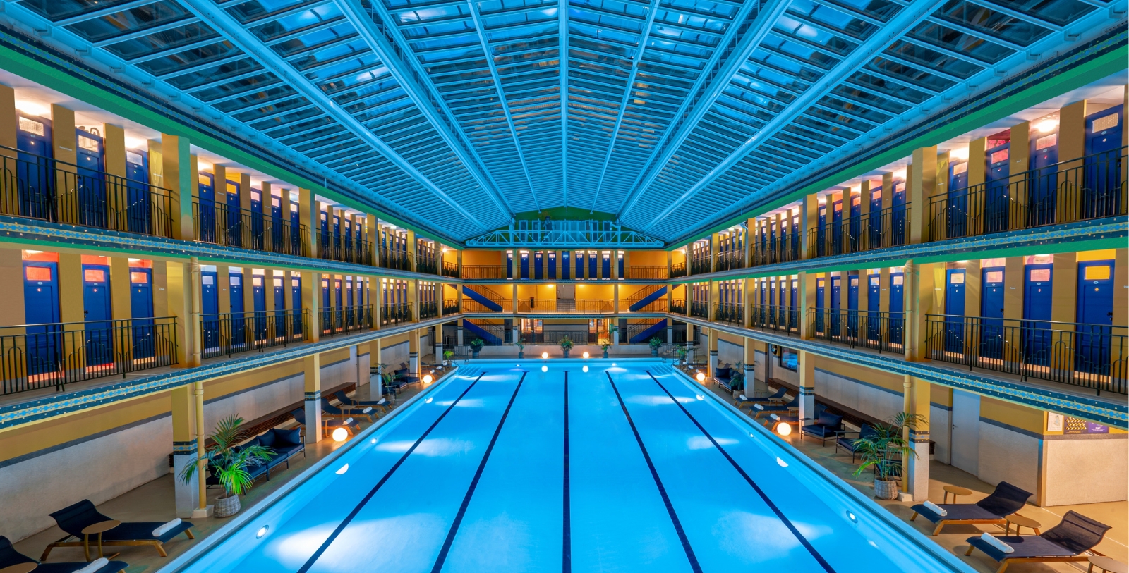 a large indoor swimming pool