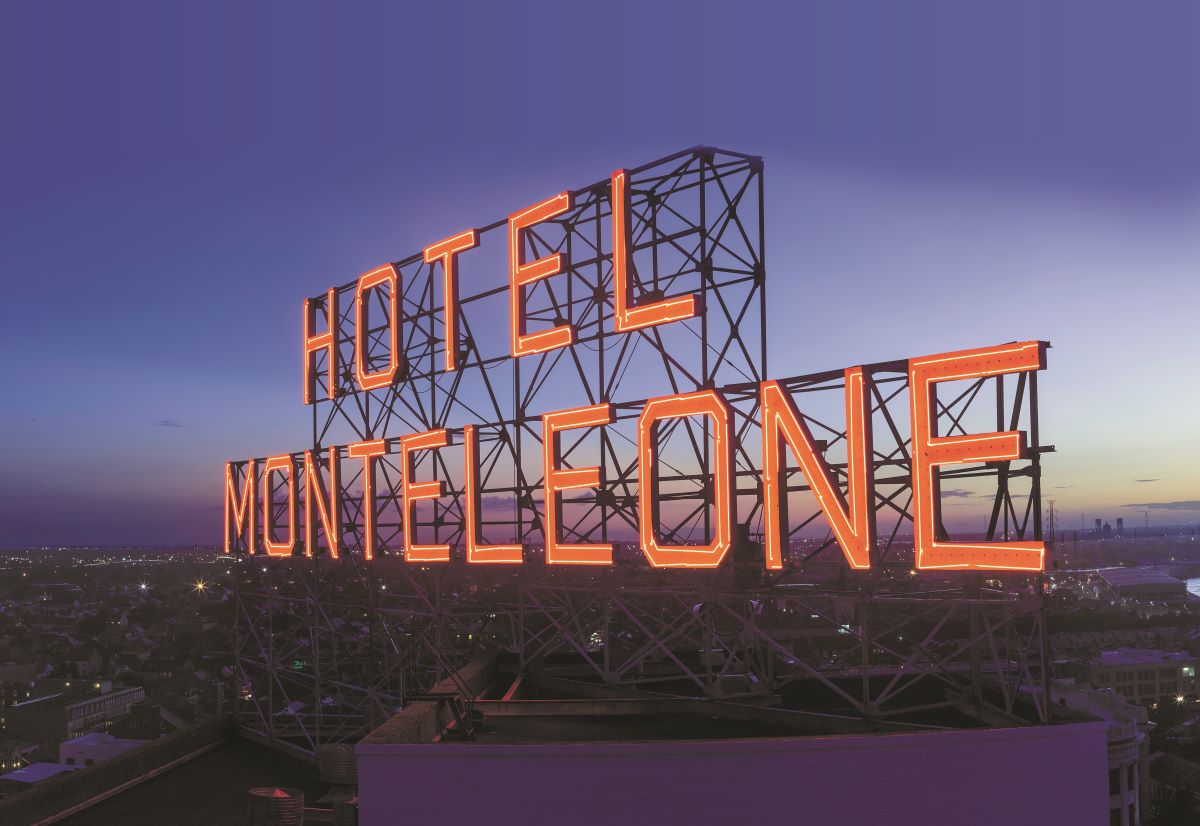 a large sign with orange lights