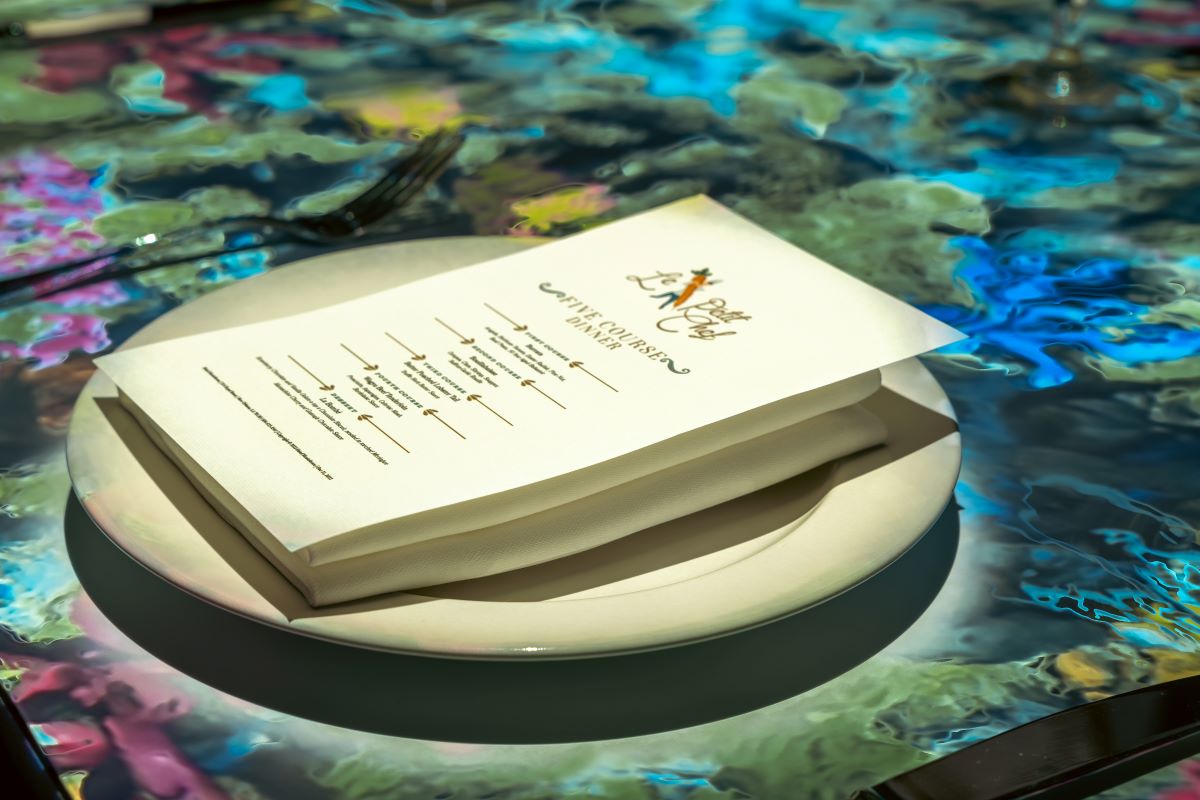 a plate with a menu on it