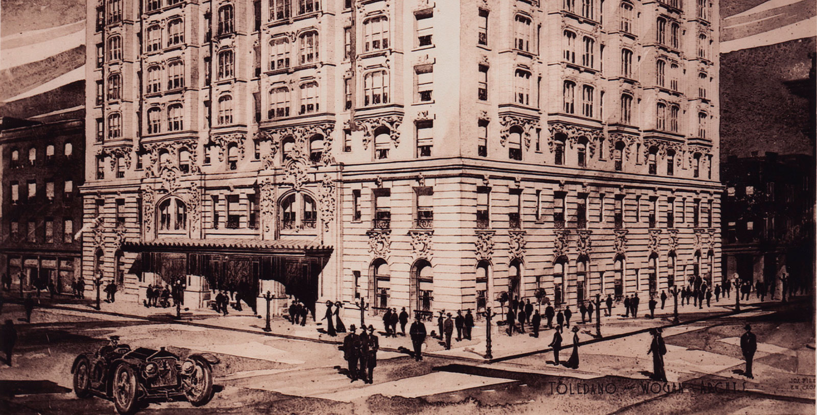 a group of people outside a building