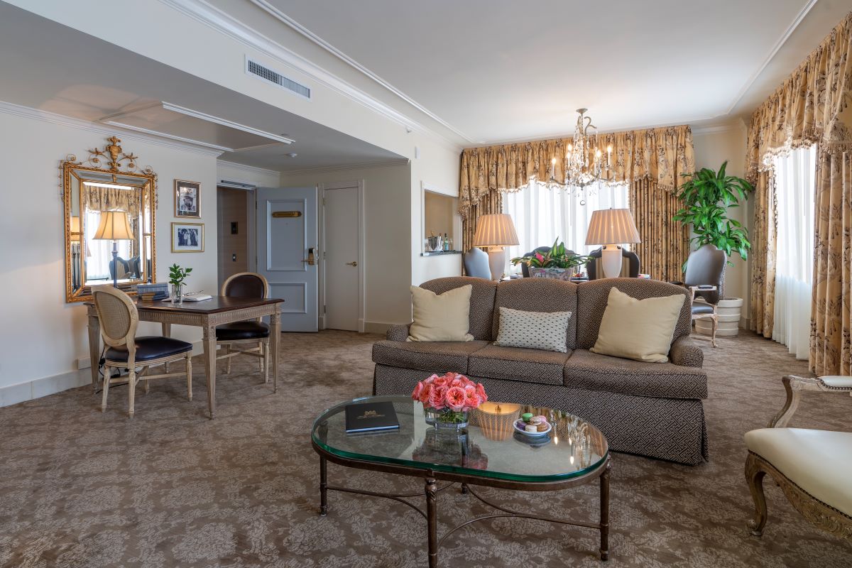 a living room with a couch and a table