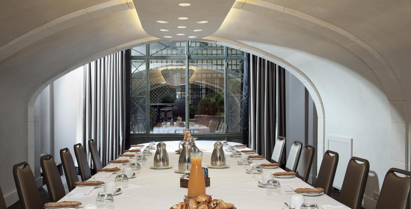 a long table with food on it