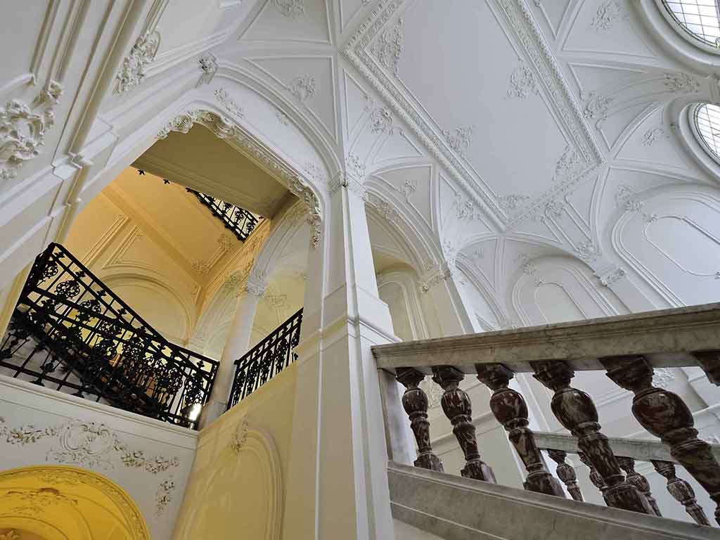 a staircase in a building