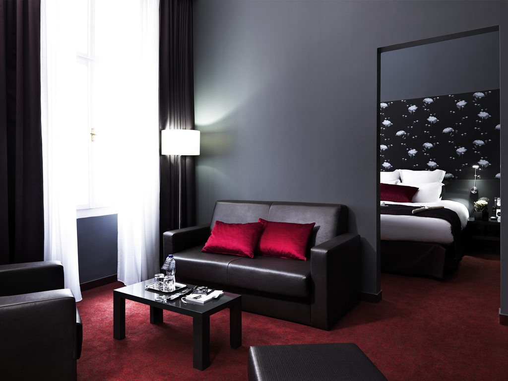 a room with a couch and a table