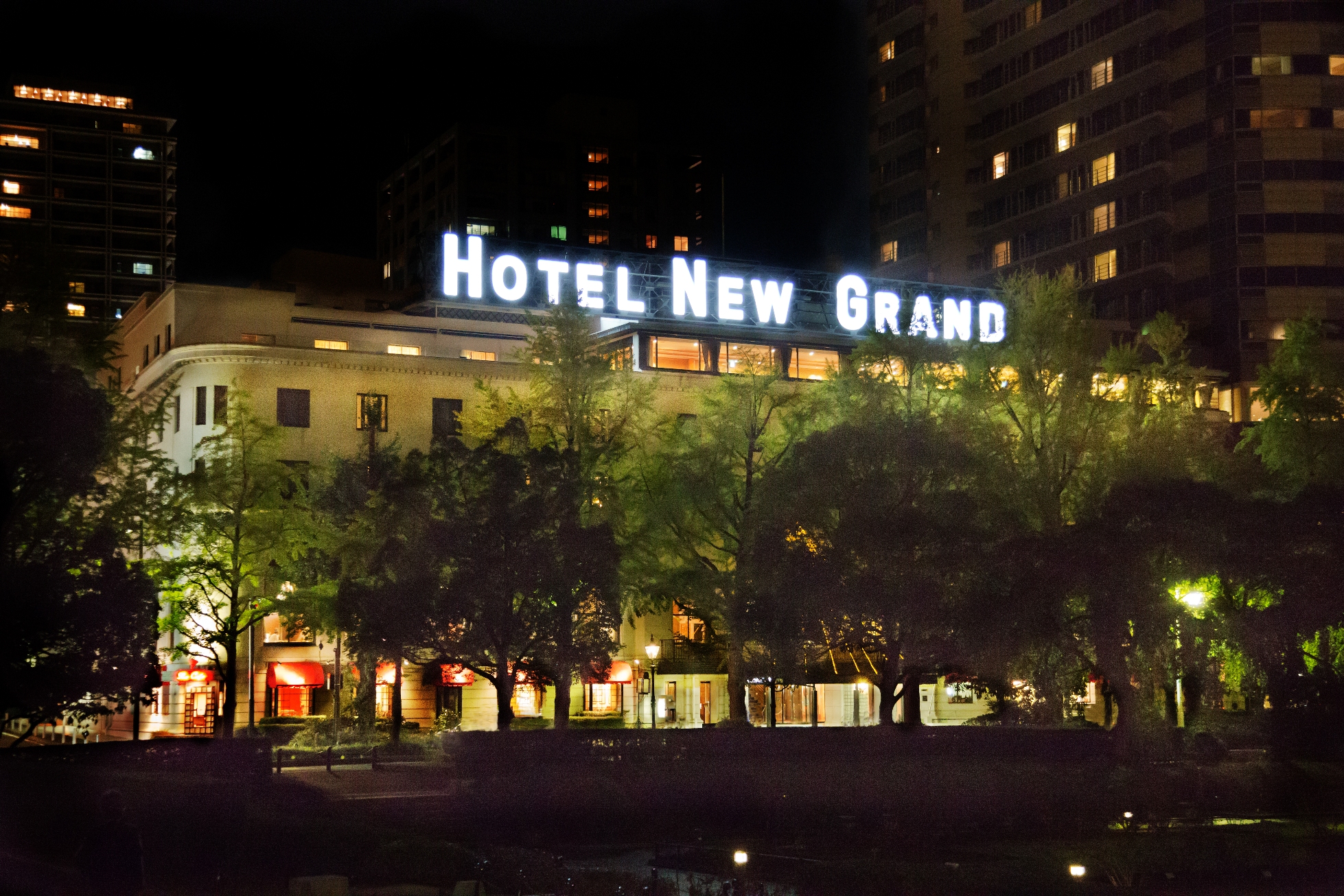 a building with lights on top of it