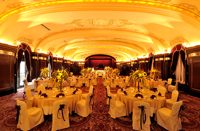 a room with tables and chairs