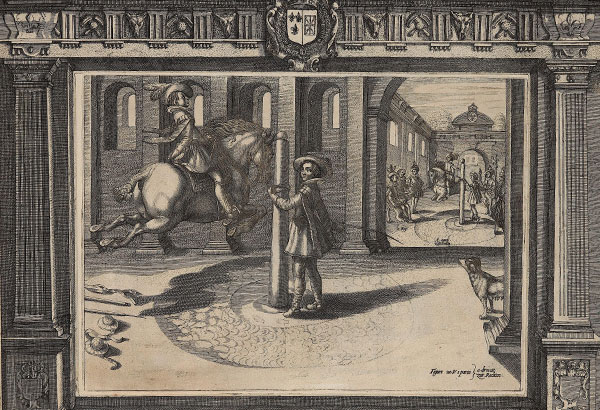 a drawing of a man on a horse