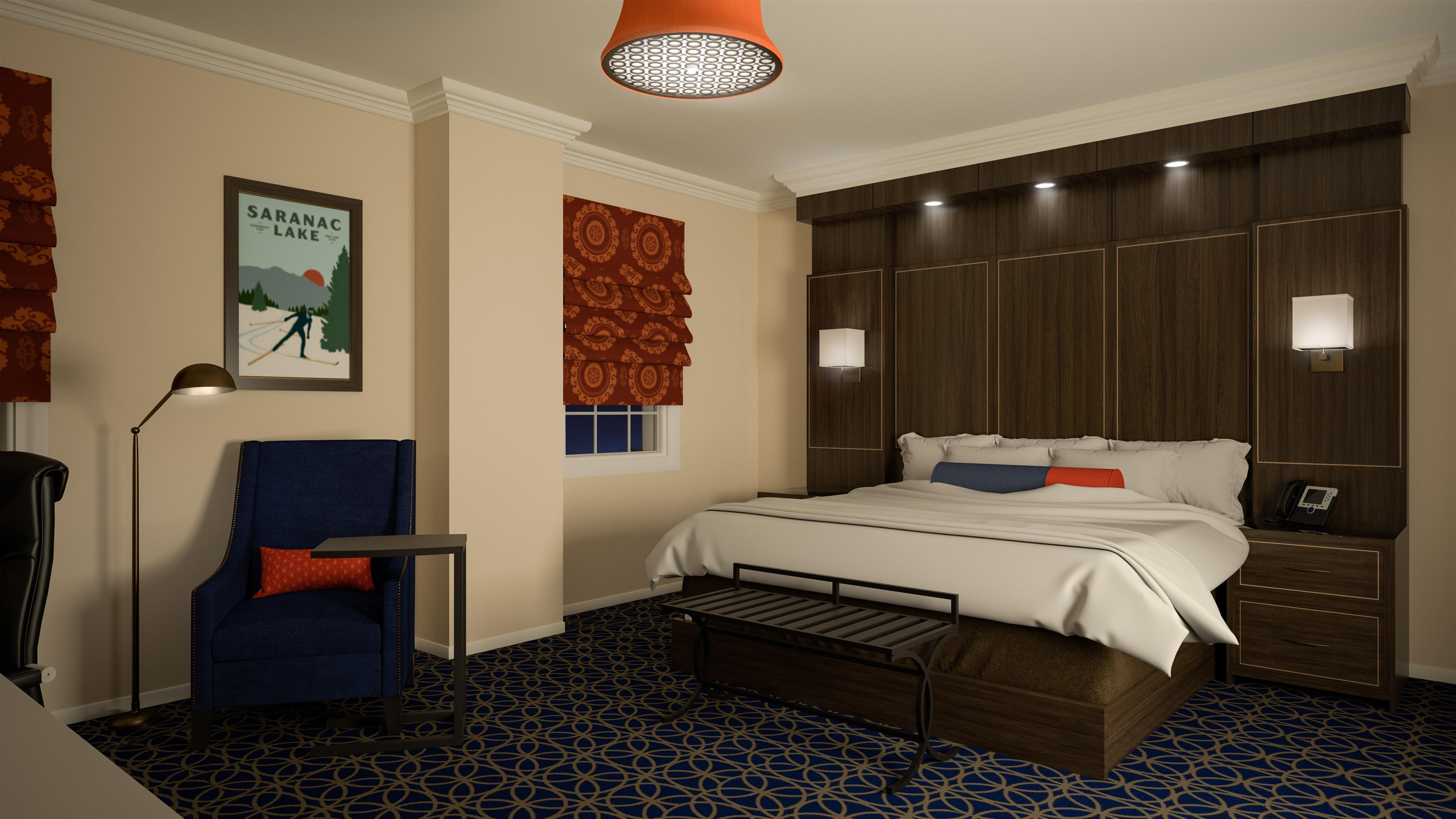 a room with a bed and a chair