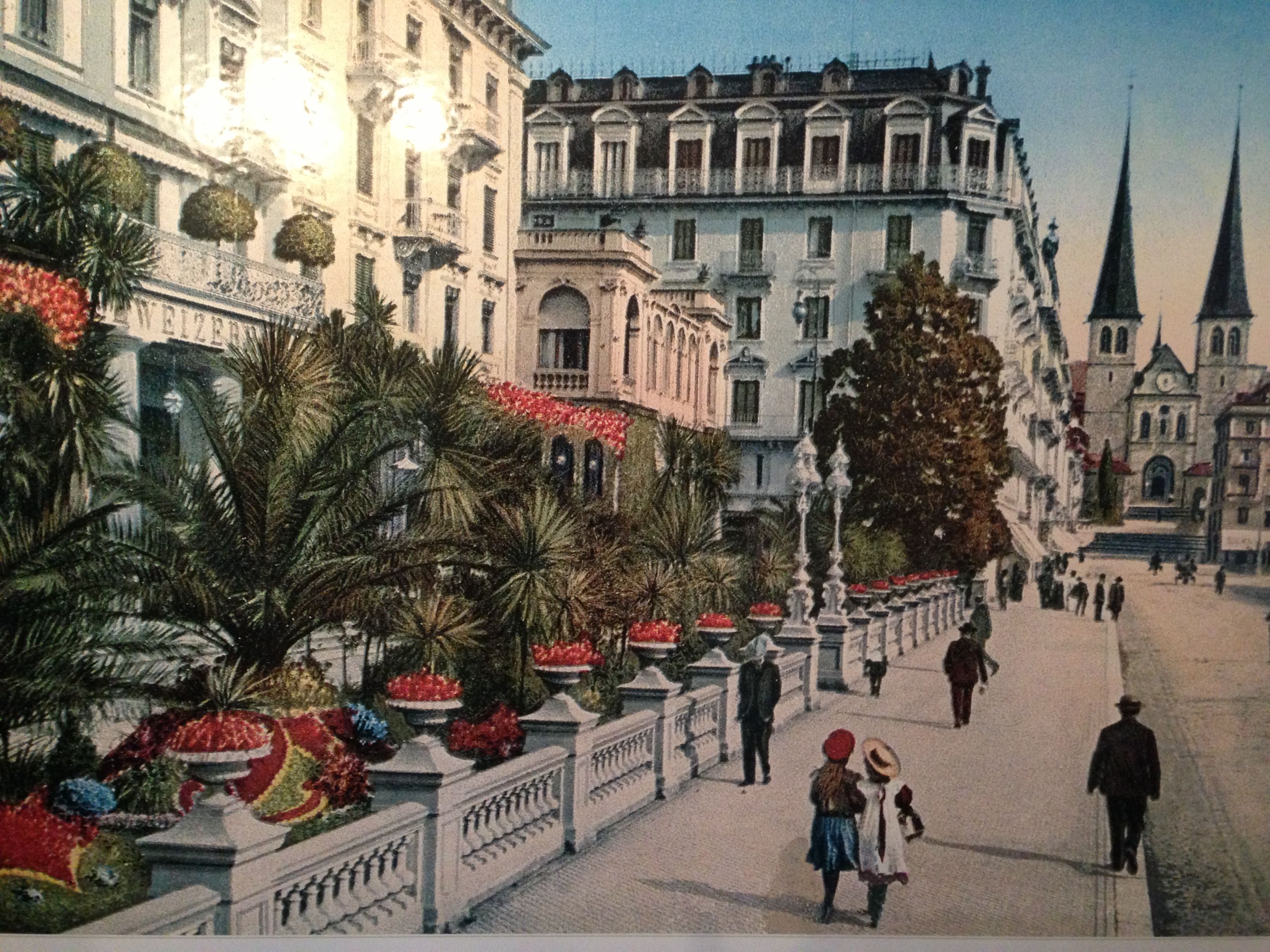 a street with people walking on it