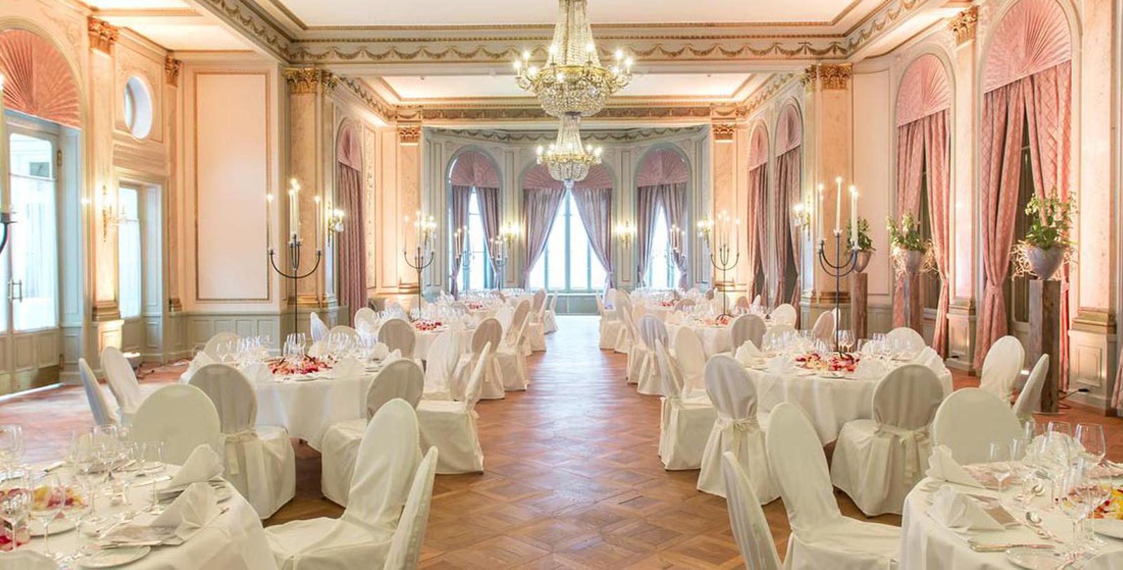 a room with tables and chairs