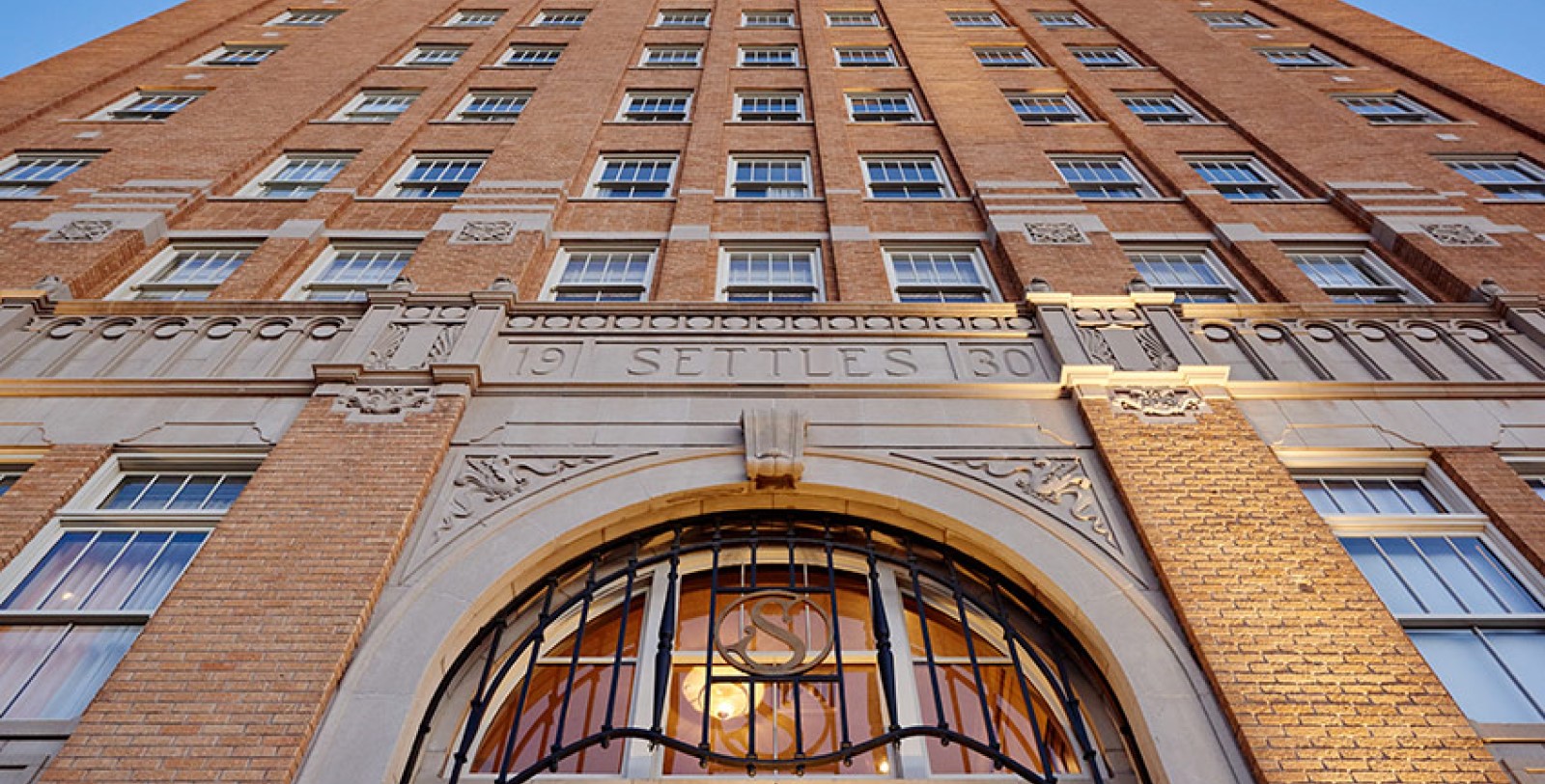 a building with a gate
