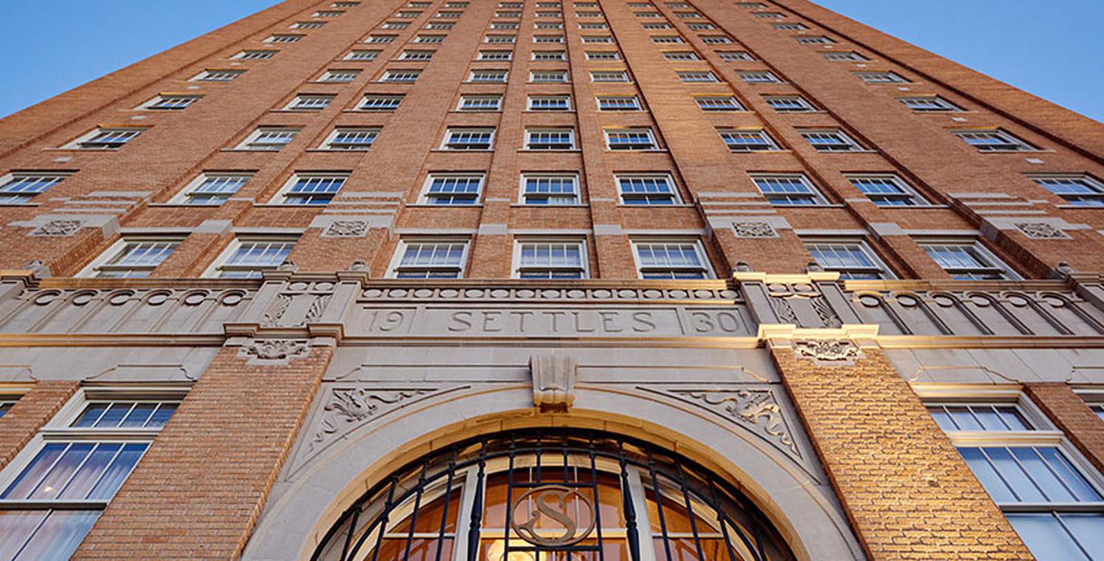 a tall building with a gate