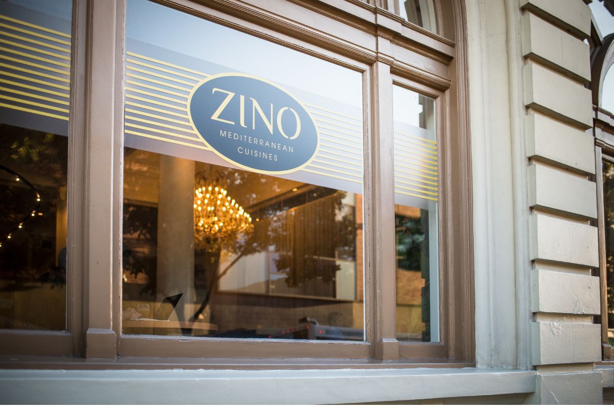 a window with a sign on it