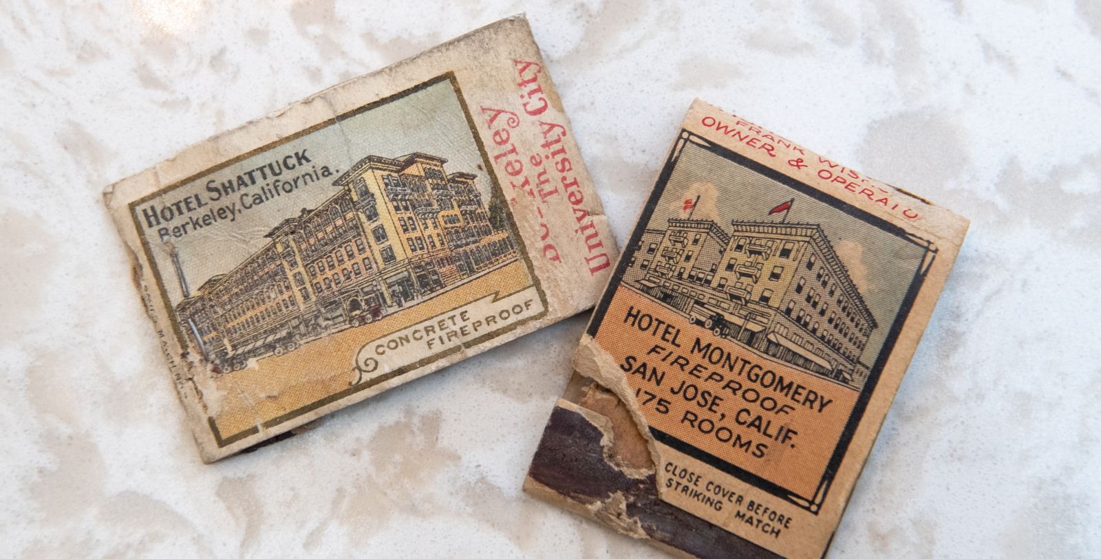 two matches on a marble surface