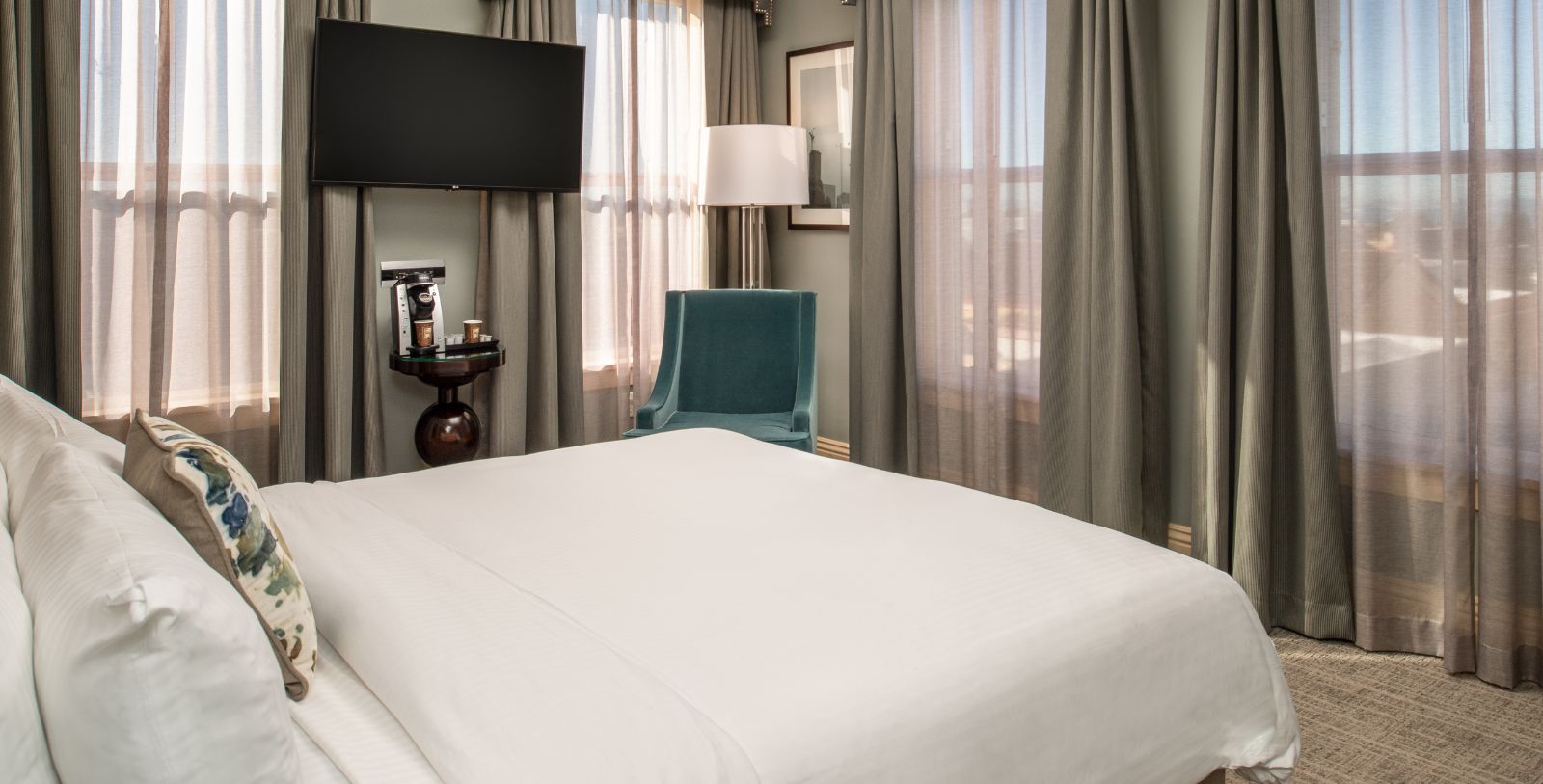 a bed in a room