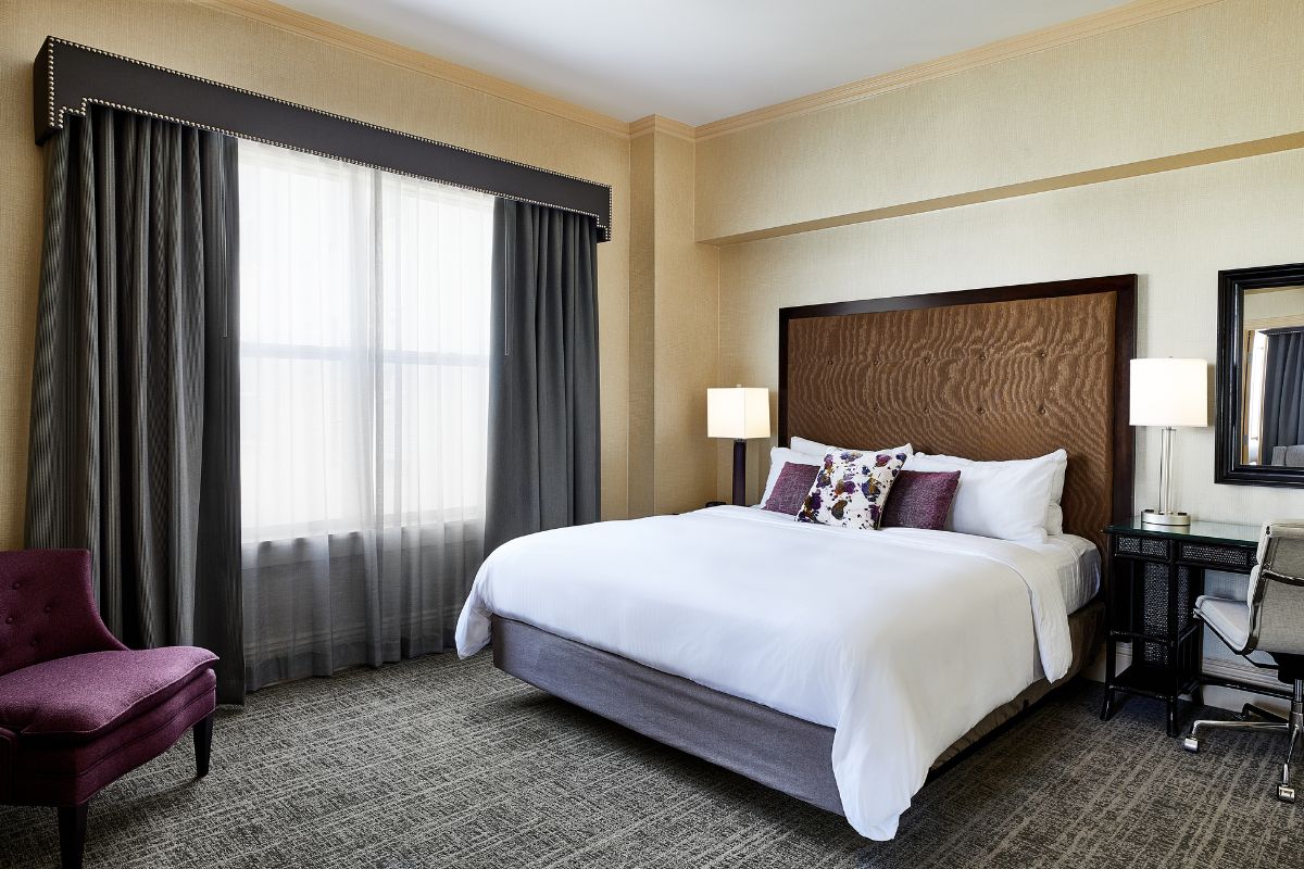 a bed in a room
