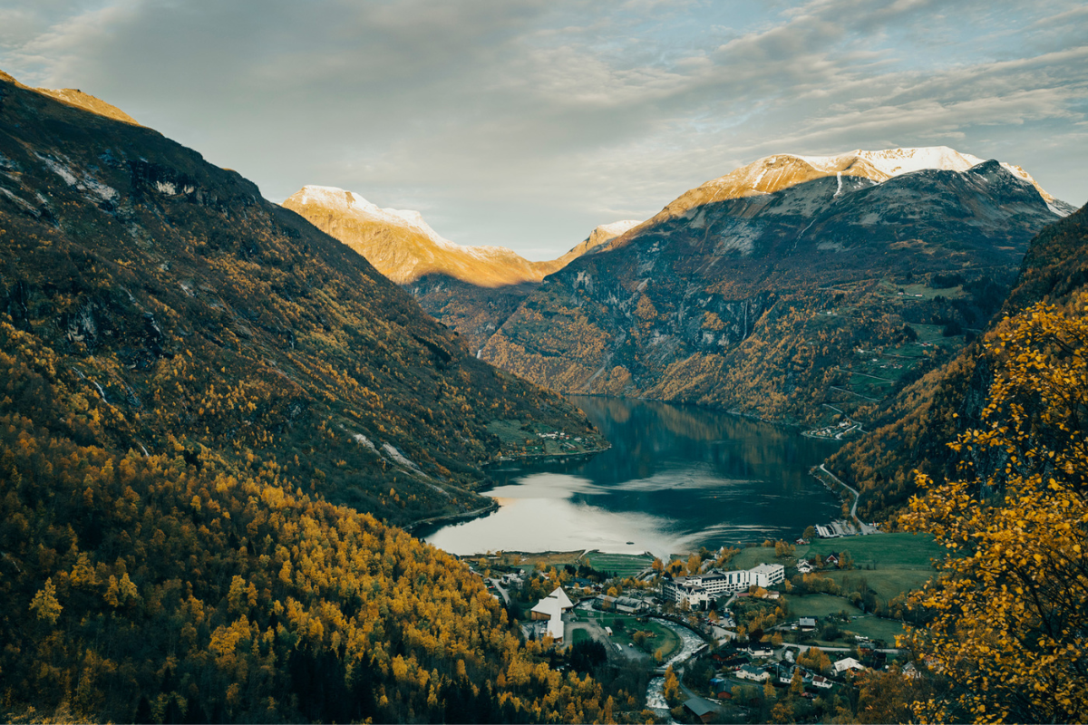 a lake surrounded by mountains