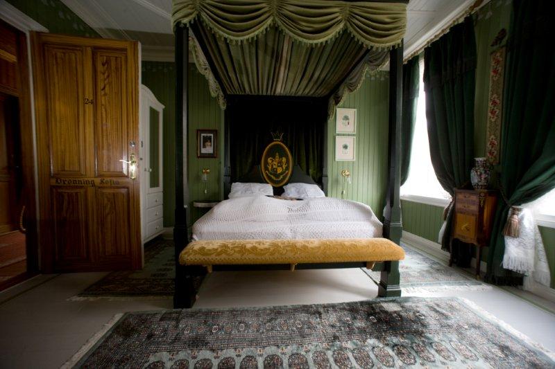 a bed with a canopy over it
