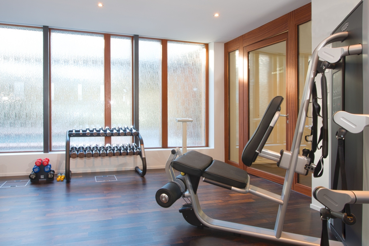 a gym with exercise equipment