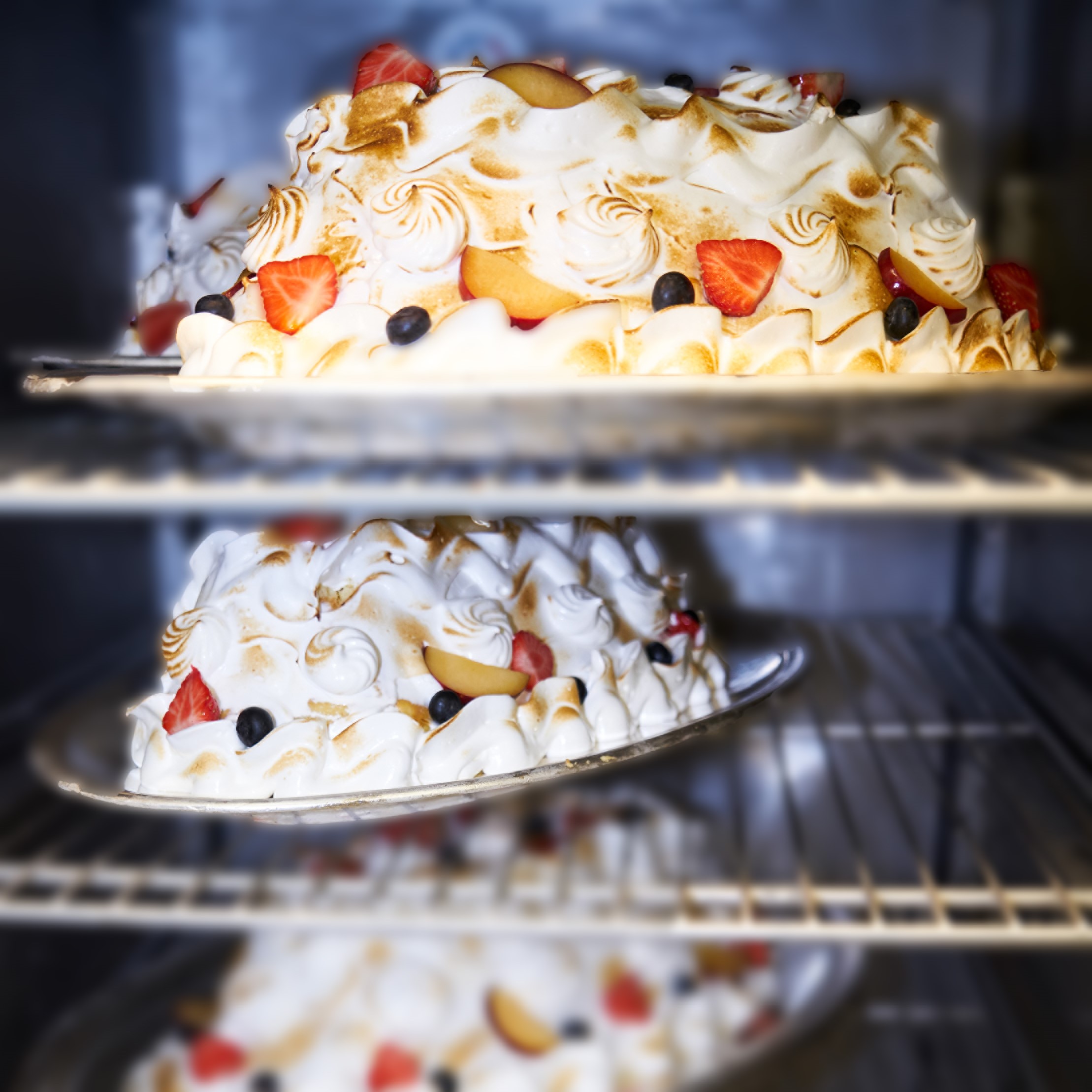 a cake in a oven