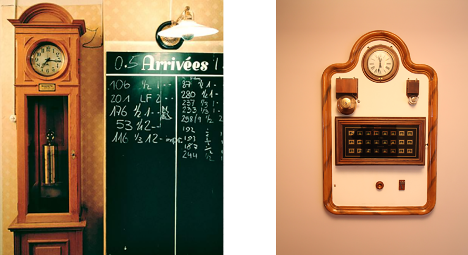 a blackboard with a sign and a telephone