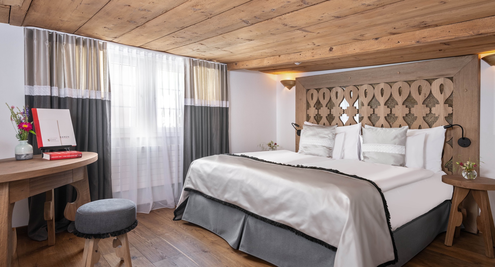 a bed in a room