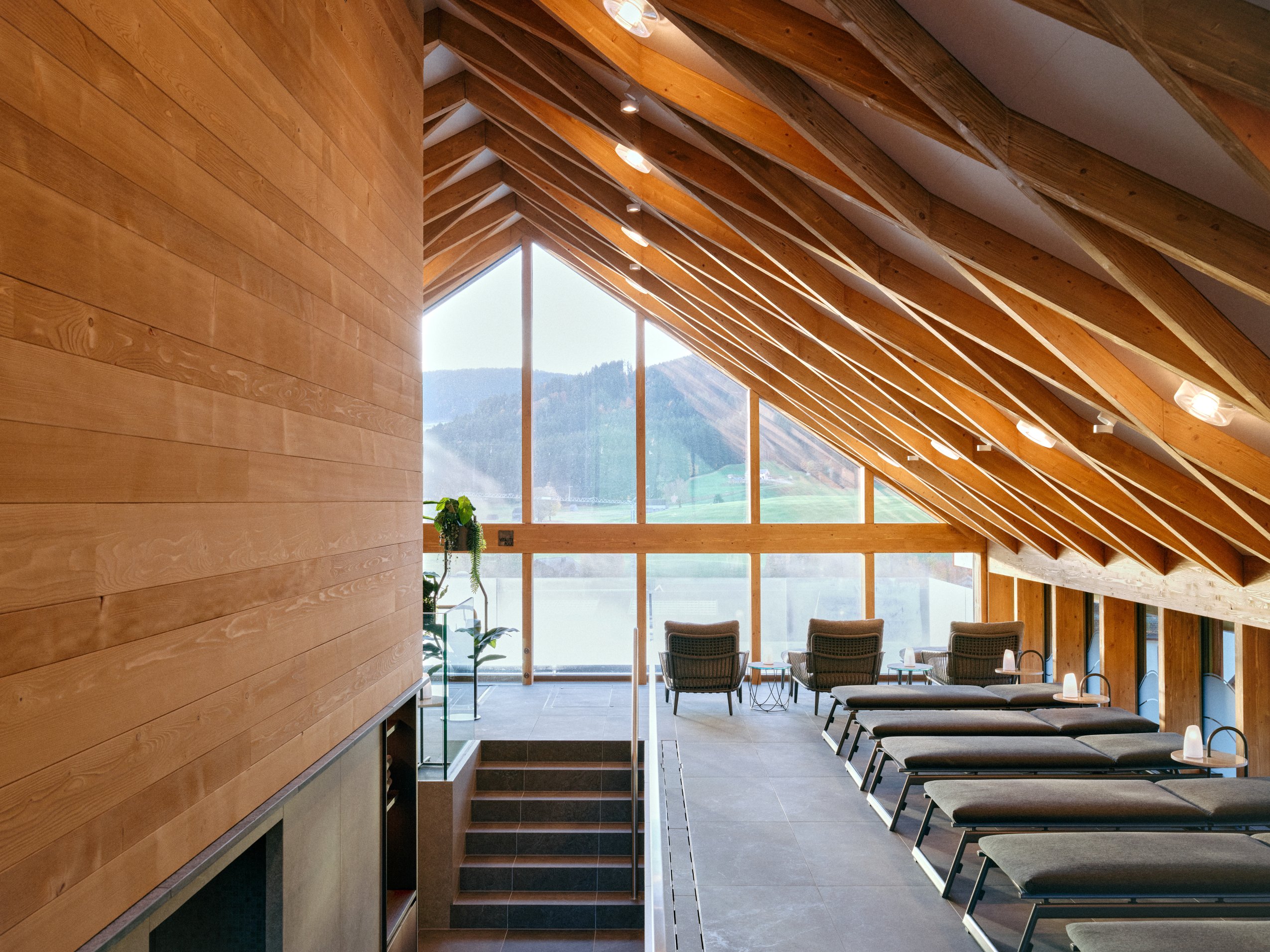 a room with a large window