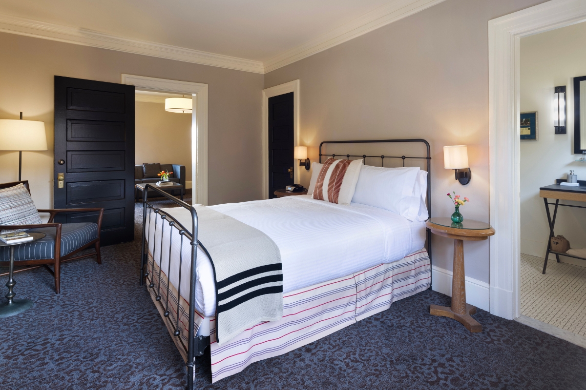 a bed in a room