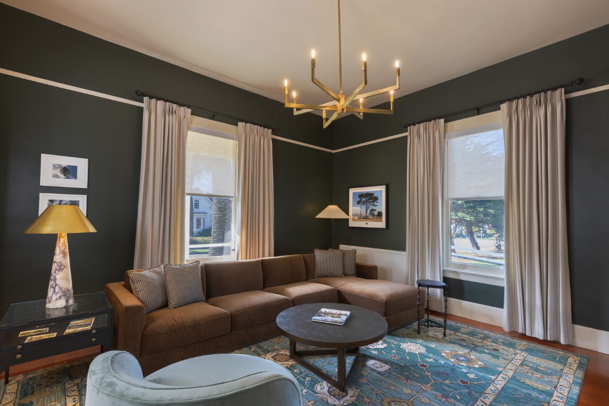a living room with a couch and a coffee table