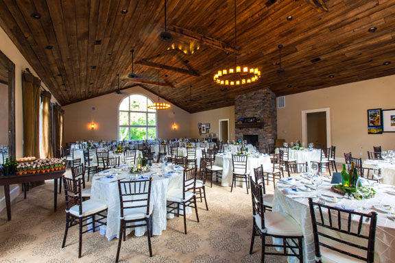 a room with tables and chairs