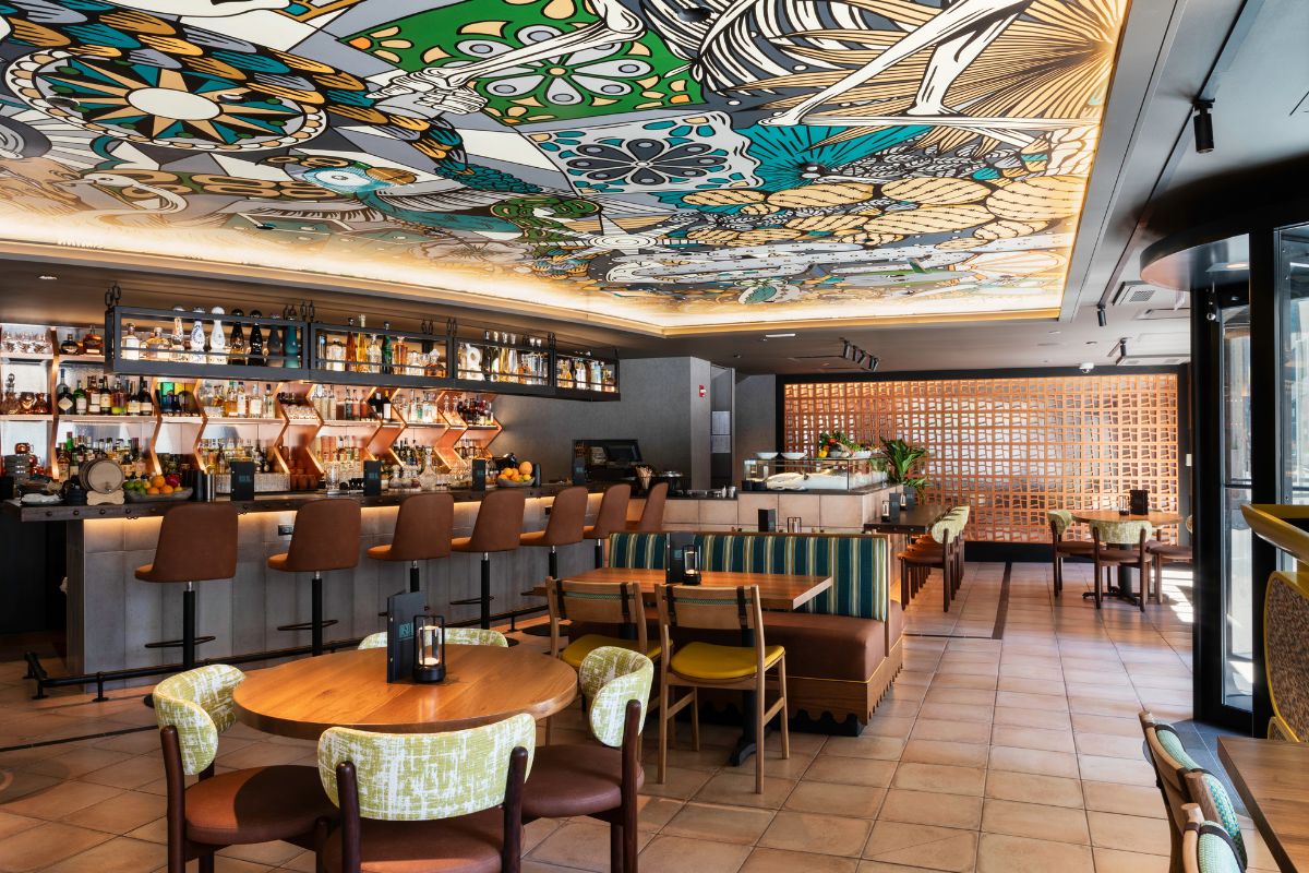 a restaurant with tables and chairs