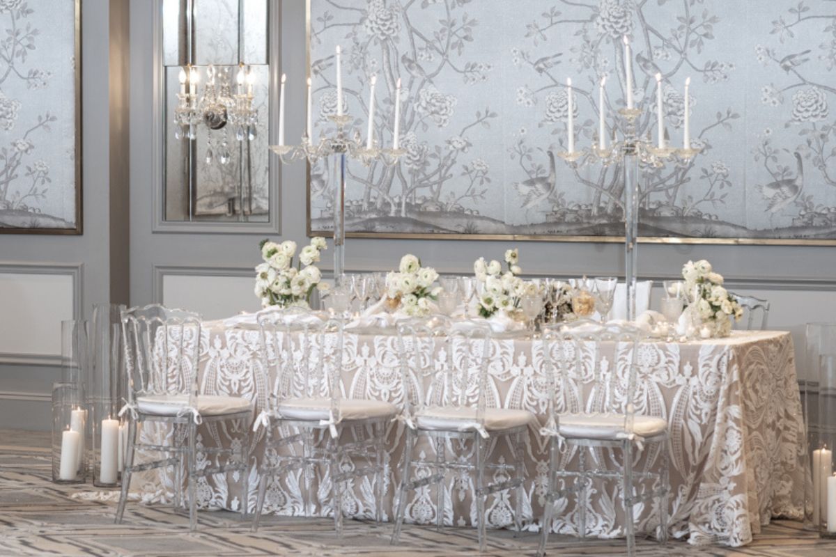 a table set for a wedding