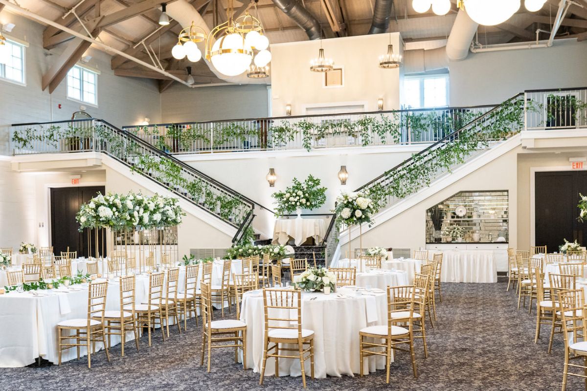 a room with tables and chairs