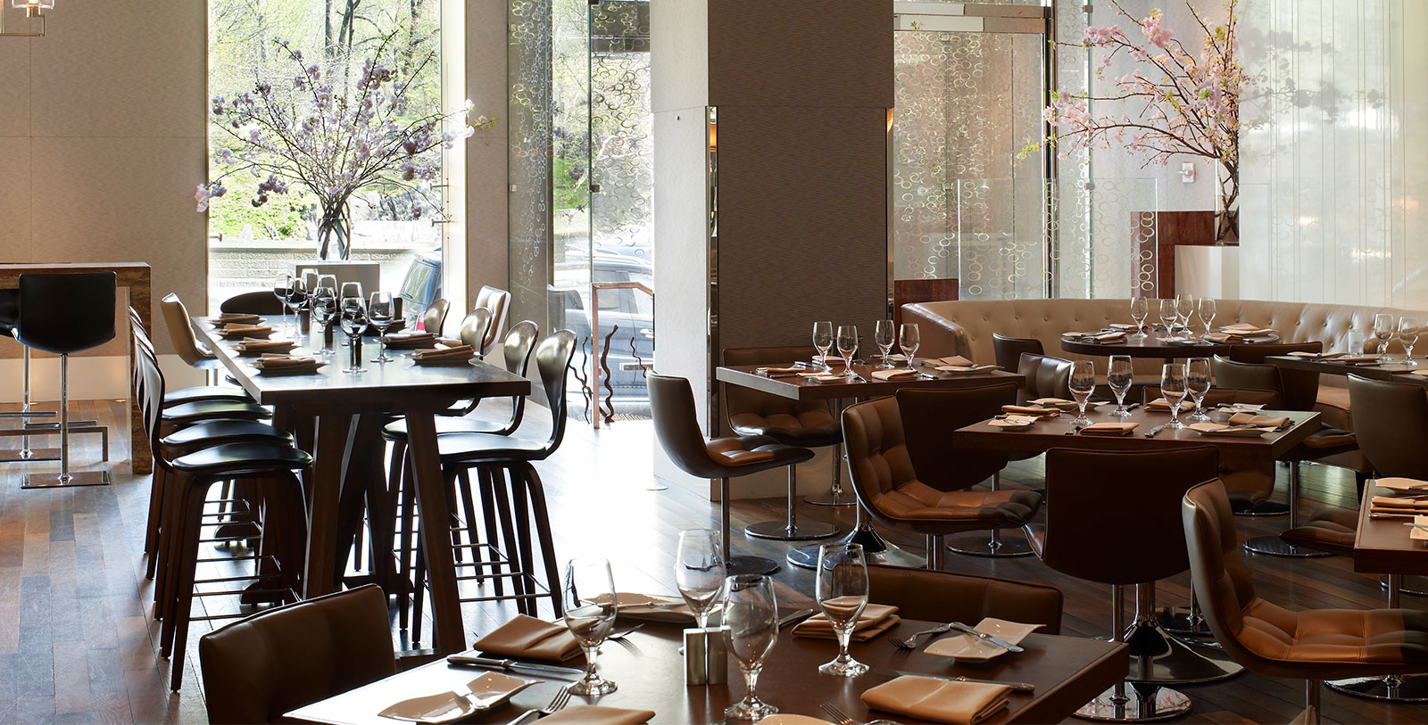 a restaurant with tables and chairs