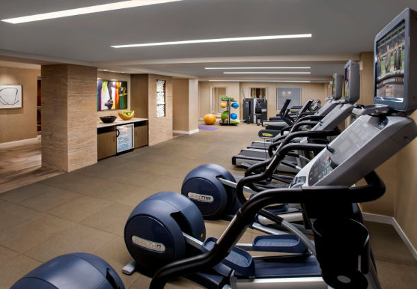 a room with exercise machines