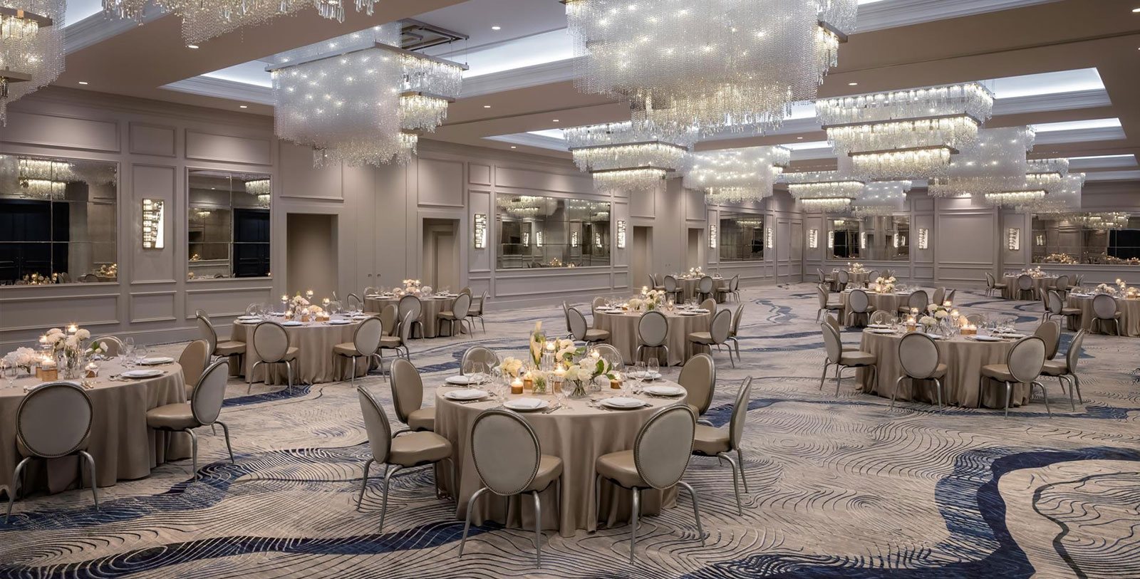 a room with tables and chairs
