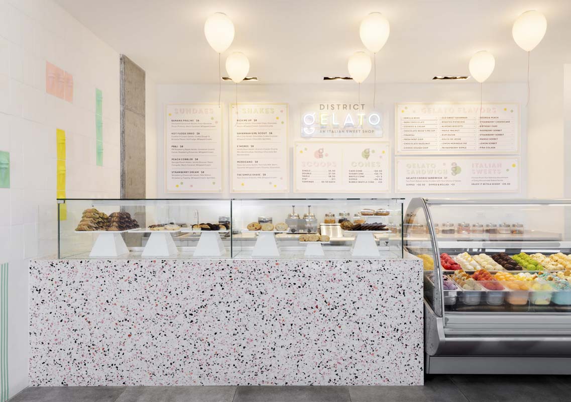 a display case with food in it