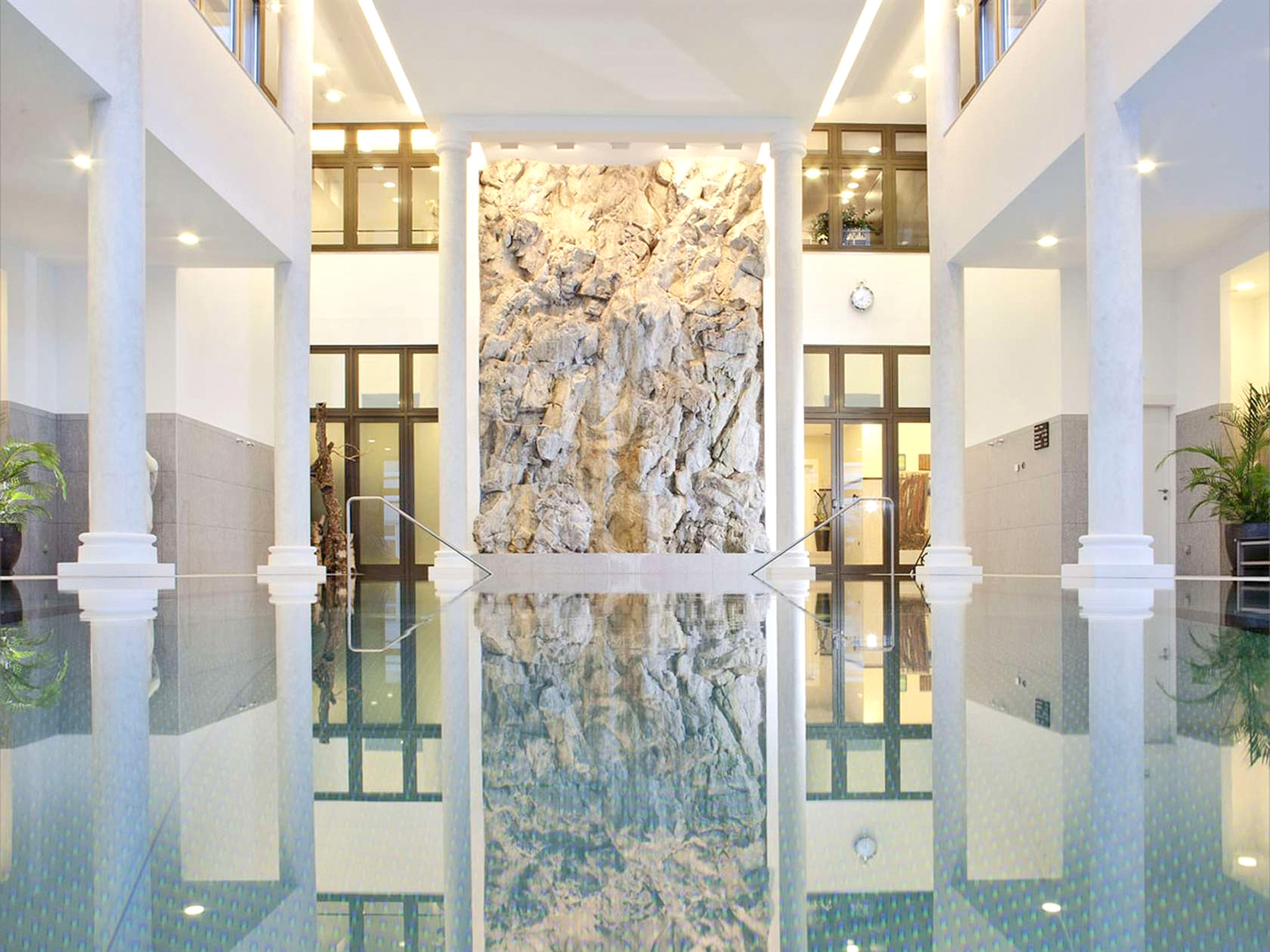a indoor pool in a building