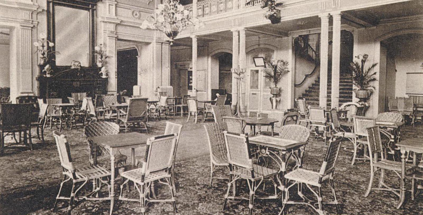 a room with tables and chairs