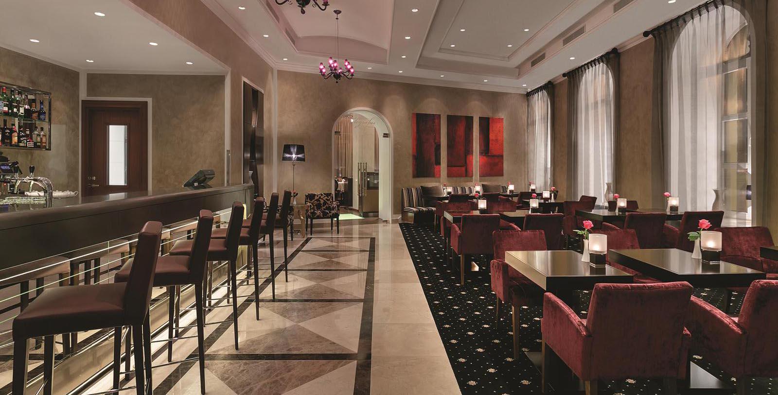 a room with tables and chairs
