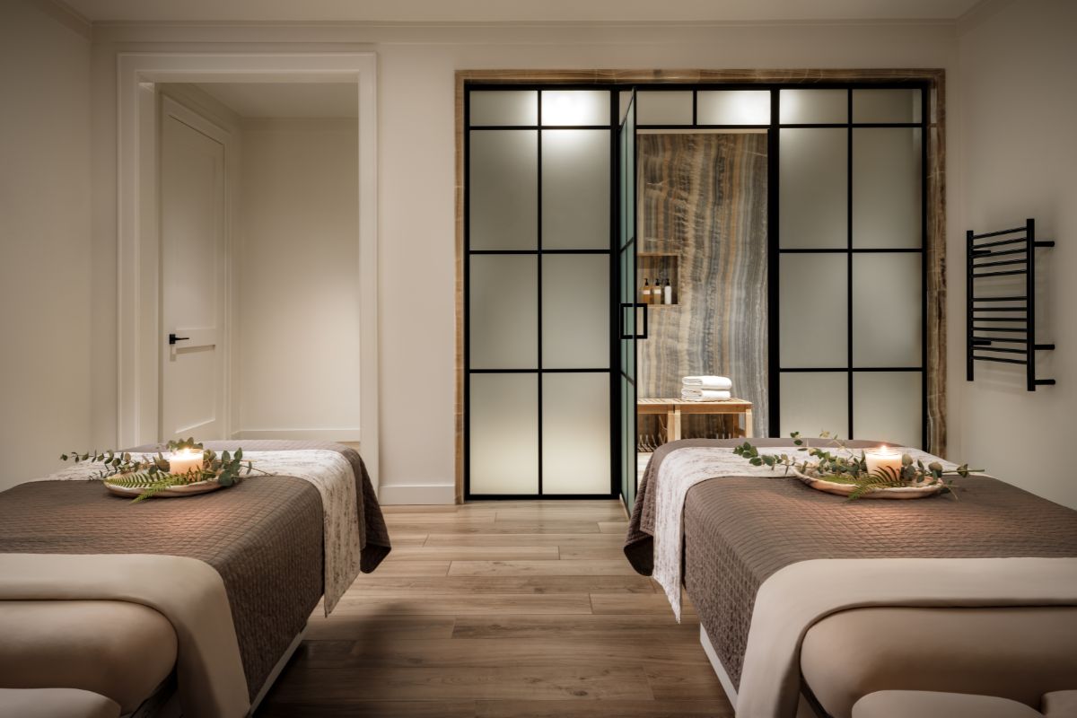 a room with two beds