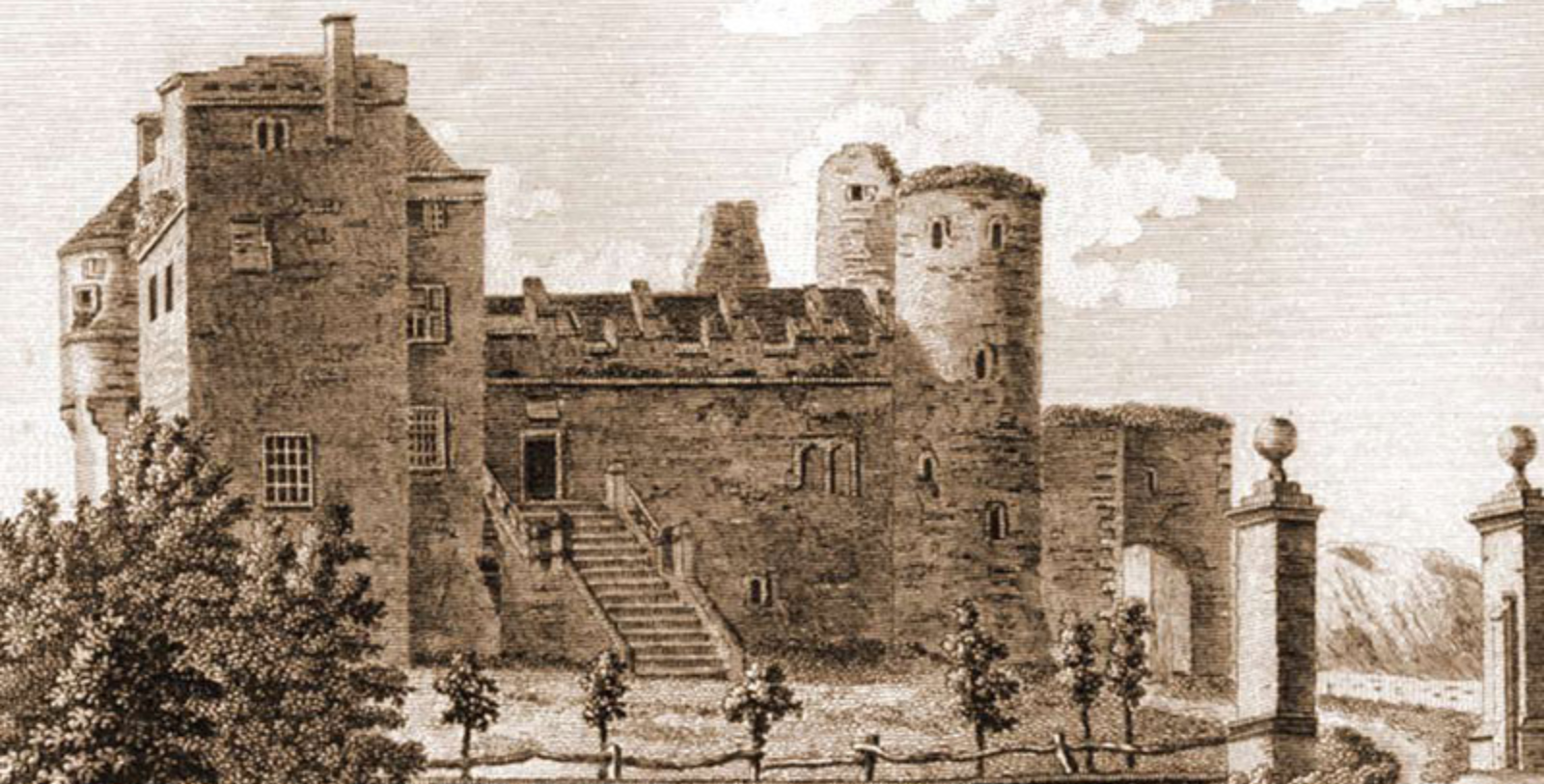 a castle with a garden